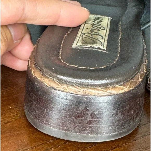 BRIGHTON women’s woven leather slides thongs sandals multi tone brown size 6 GUC - Picture 9 of 16